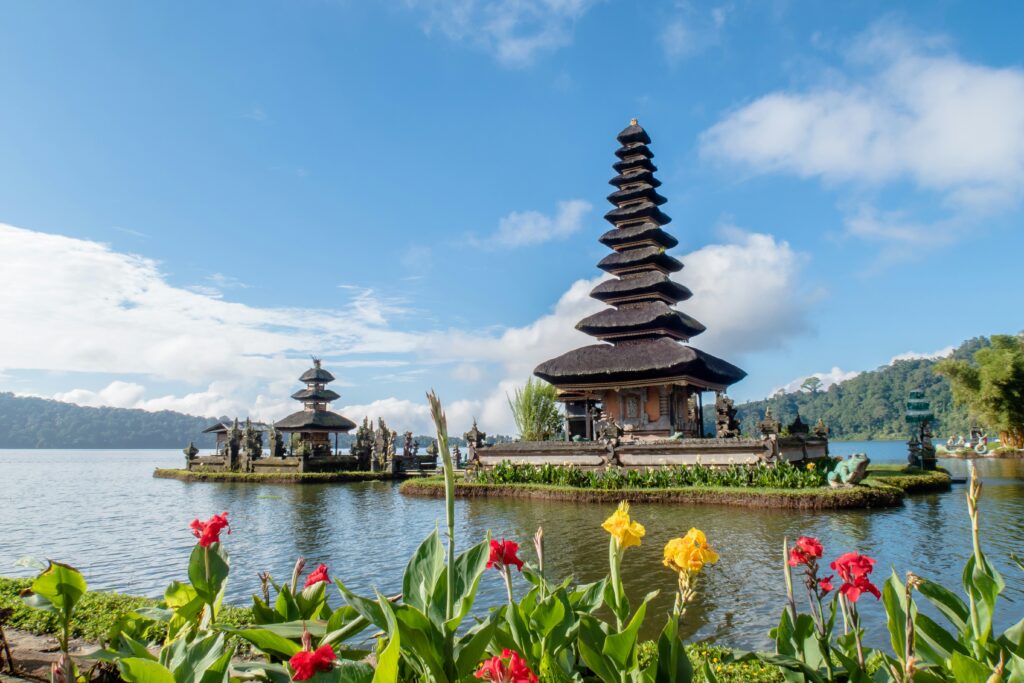 traditional building on a lake in Bali